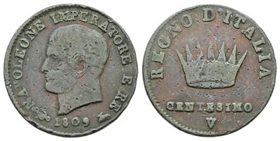 Napoleone I, 1 centesimo 1809, Regno d'Italia