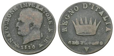 Napoleone I, Moneta da 1 centesimo del Regno d'Italia, 1810