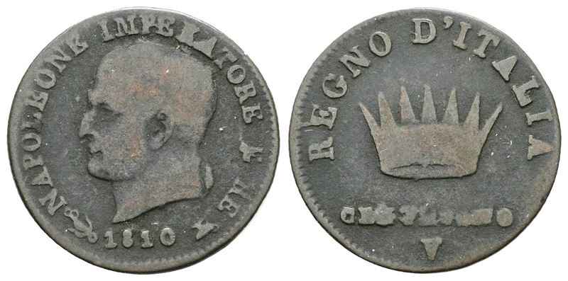 Venezia. Regno D'italia. Napoleone i (1805-1814). 1 Centesimo 1810. Cu; 2,1gr; Gig. 242; Raro; Mb