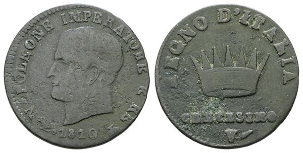 VENEZIA. Regno d'Italia. Napoleone I (1805-1814). 1 centesimo 1810. Cu; 2,1gr; Gig. 242; Raro; MB