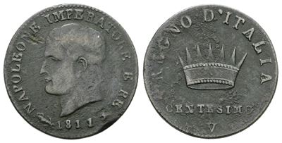 Napoleone I, 1 centesimo del Regno d'Italia, 1811