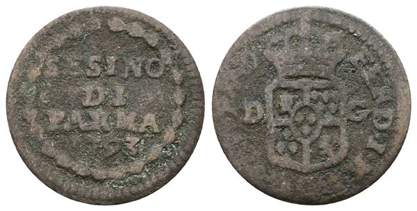 PARMA. Ferdinando di Borbone (1765-1802). Sesino 1793. Cu; 1,10gr; CNI 134-135; MB