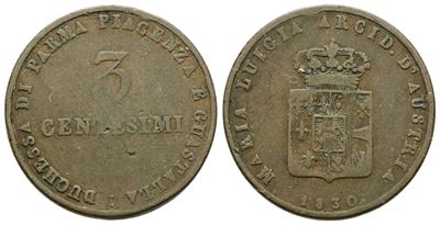 Maria Luigia d'Austria, 3 centesimi 1830