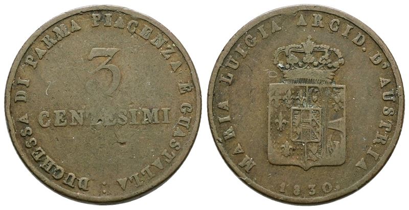 Maria Luigia d'Austria, 3 centesimi 1830
