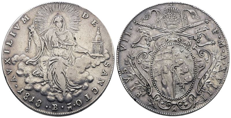 Pio VII, Scudo 1818 del Stato Pontificio (Bologna) in argento