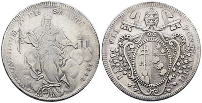Pio VII, Scudo 1802 A.III. Ag; 26,49 gr; Gig. 22