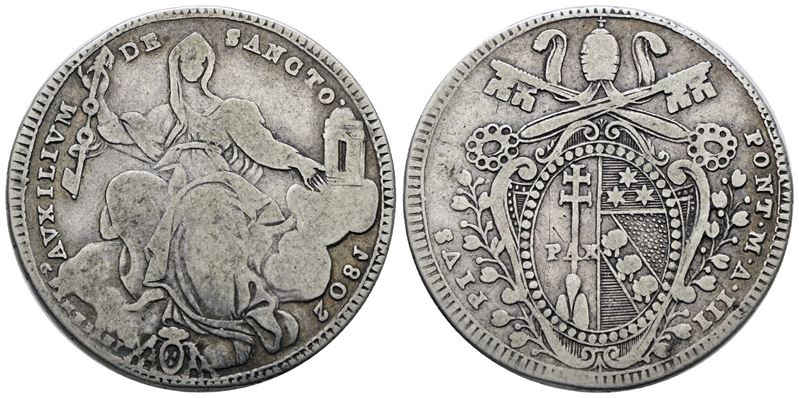 Pio VII, Mezzo scudo 1802 A.III, Stato Pontificio, Roma