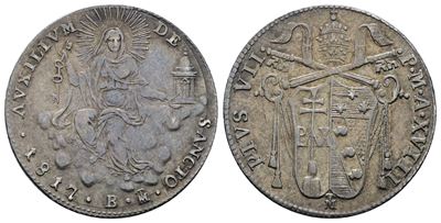 Pio VII, Moneta da un giulio del 1817, Bologna