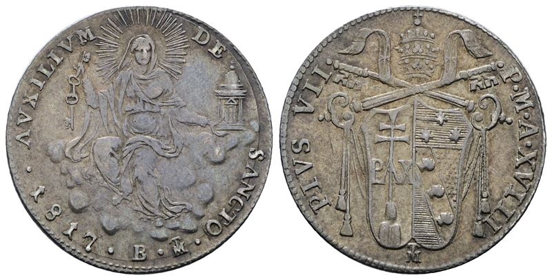 Pio VII, Moneta da un giulio del 1817, Bologna