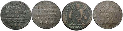 Pio VII, Lotto di 2 monete da 1 Baiocco del 1801 e 1816