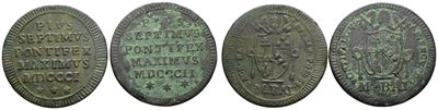 Pio VII, Lotto di 2 monete da 1 Baiocco 1801 e 1802