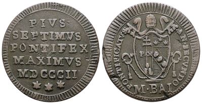 Pio VII, Mezzo baiocco 1802