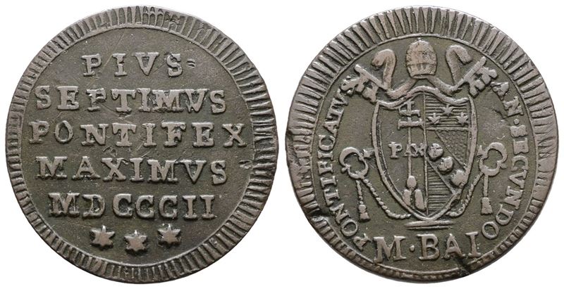 Pio VII, Mezzo baiocco 1802