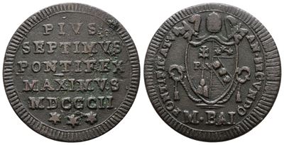 Stato Pontificio, Mezzo baiocco di Pio VII (1802)