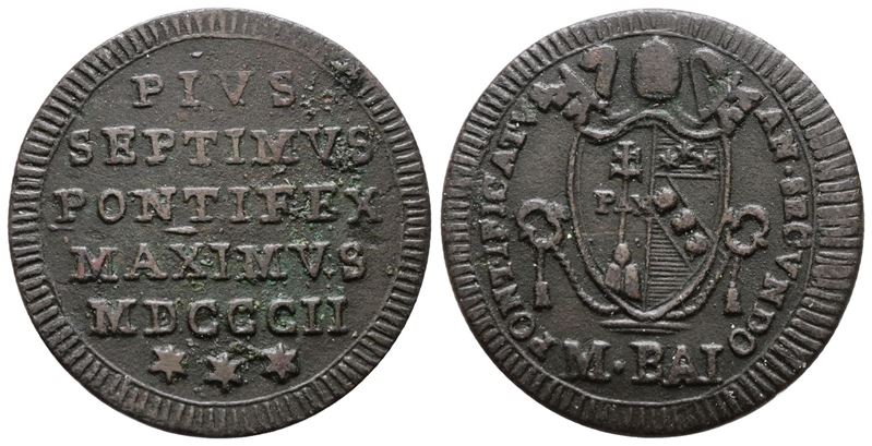 Stato Pontificio, Mezzo baiocco di Pio VII (1802)