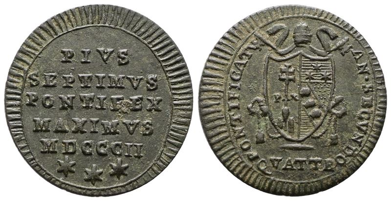 Stato Pontificio, Quattrino di Pio VII, Roma 1802