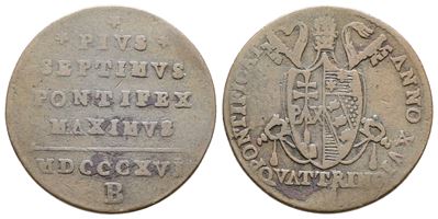Pio VII, Quattrino del 1816, Bologna