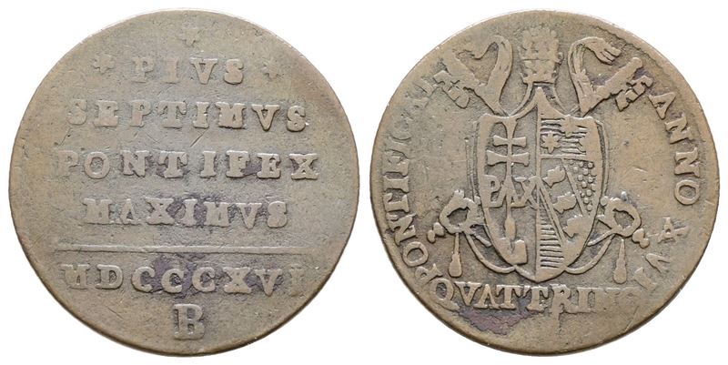 Pio VII, Quattrino del 1816, Bologna