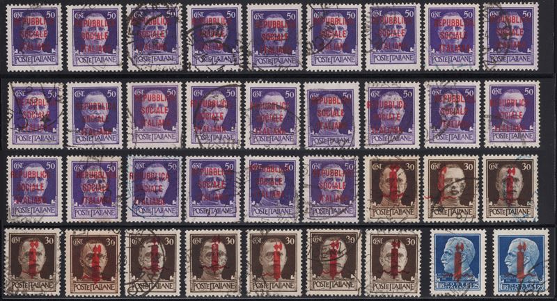 Accumulazione di oltre 400 esemplari di marcature postali usate del 1944