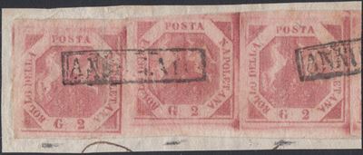 Napoli, Striscia di 2 grammi con disallineamento 1858