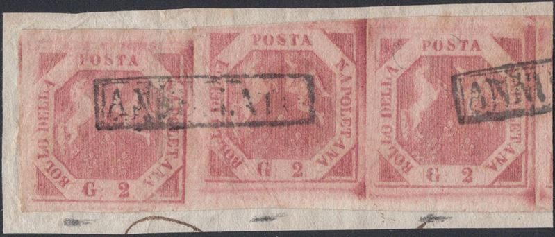 Napoli, Striscia di 2 grammi con disallineamento 1858