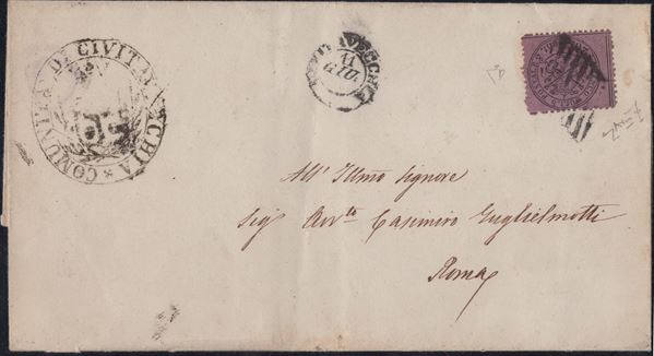 Pontificio - 20 cent. Lilla grigio n.28c