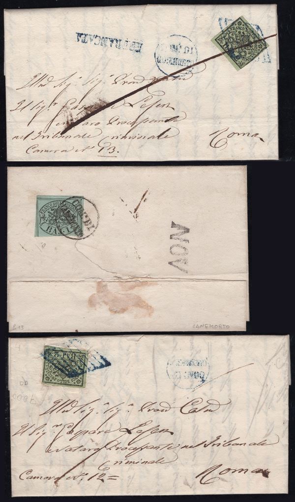 Pontificio - Annullamenti, Canemorto, tre interessanti lettere con diverse configurazioni.