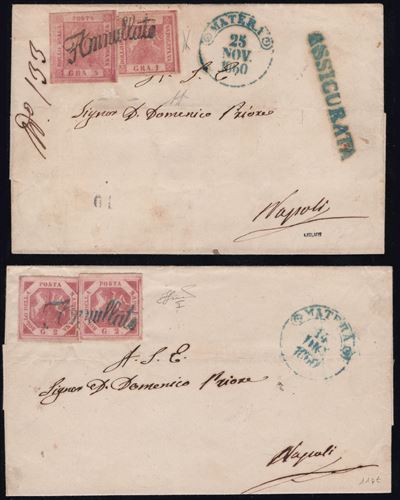 Svolazzi di Matera, Due buste annullate del 1860