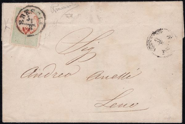 Lombardo Veneto - Marche da bollo usate per posta, 5cent. isolato.