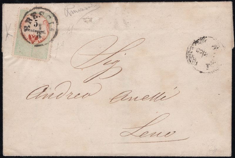 Lombardo Veneto - Marche da bollo usate per posta, 5cent. isolato.