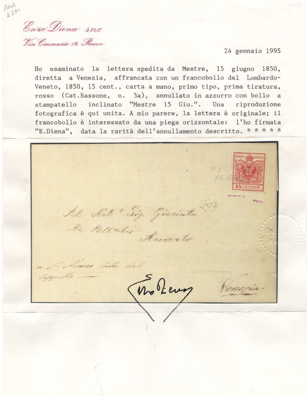 Lombardo Veneto - Annullamenti, Mestre in azzurro (pt.R2)