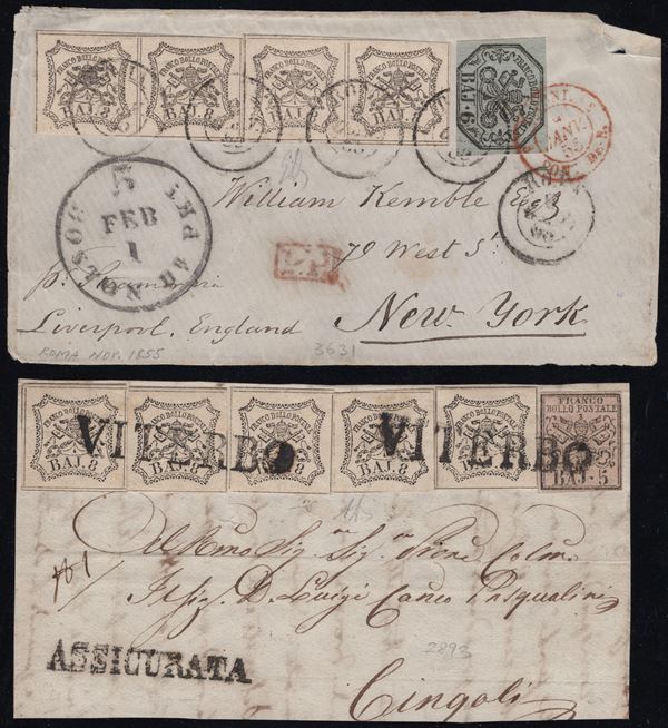 Pontificio - Due interessanti affrancature