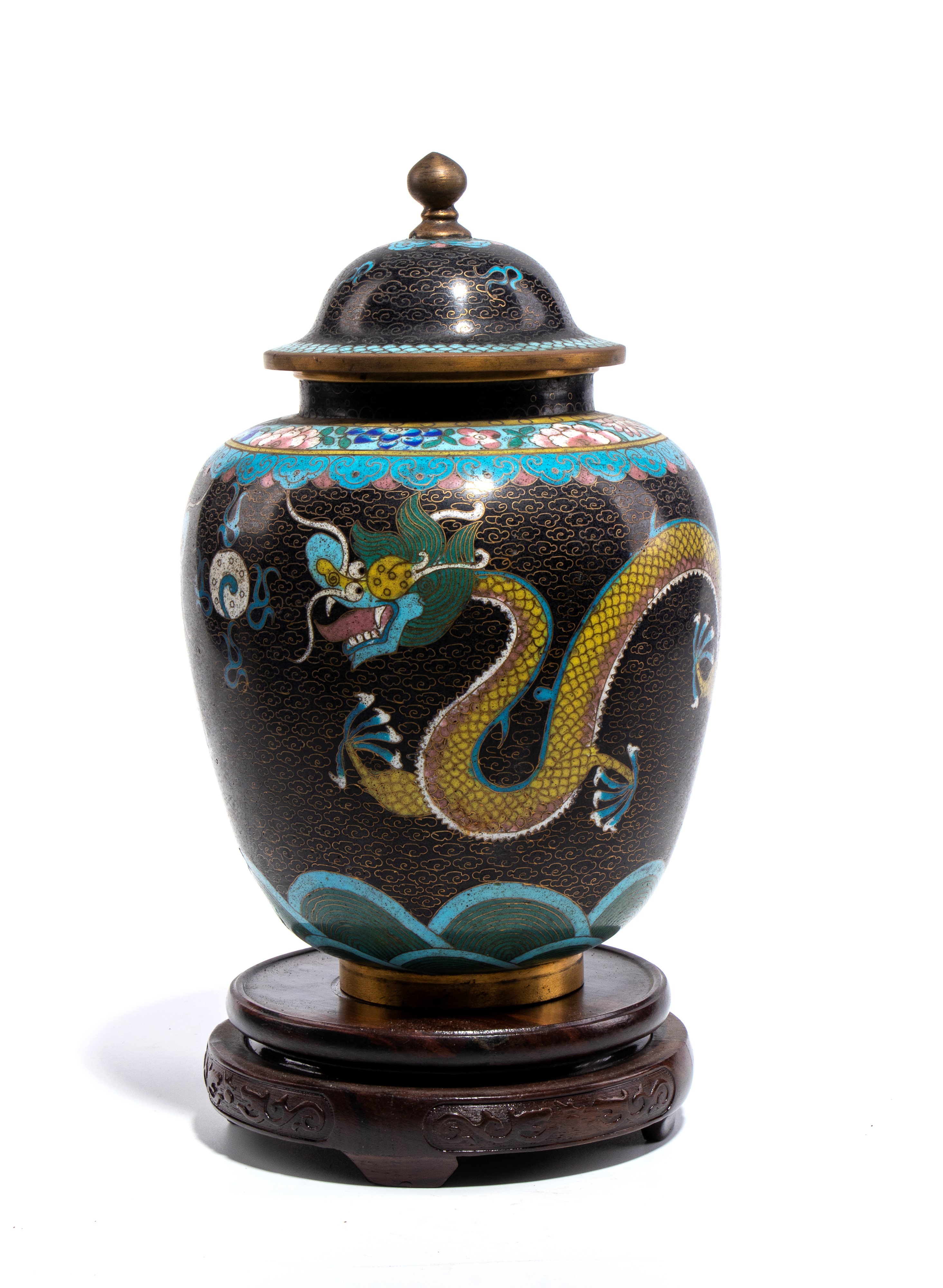 Vaso cloisonné con coperchio, Cina