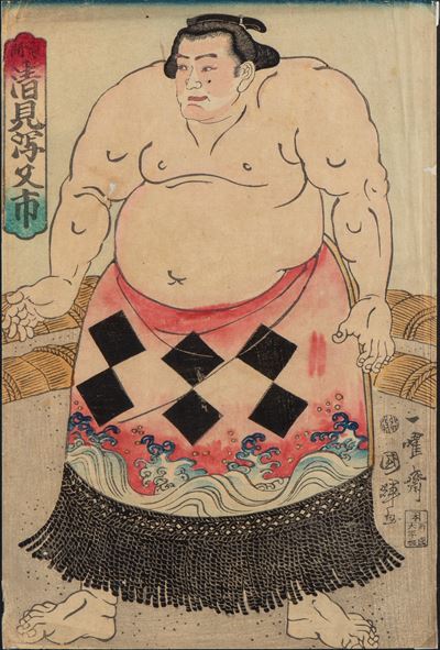 Utagawa Kuniteru II, Xilografia raffigurante un lottatore di sumo