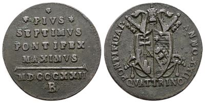 Pio VII, Quattrino 1822, Bologna