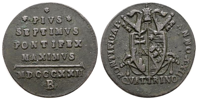 Pio VII, Quattrino 1822, Bologna