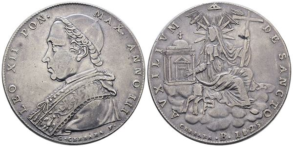 STATO PONTIFICIO. BOLOGNA. Leone XII (1823-1829). Scudo 1825. Ag; 26,43gr; Gig.9; BB