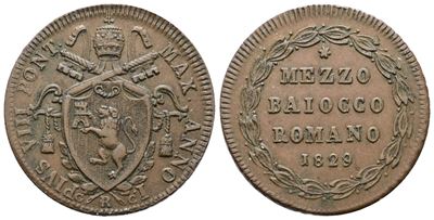 Pio VIII, Mezzo Baiocco 1829