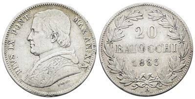 Stato Pontificio, 20 baiocchi di Pio IX, 1865