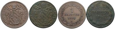 Pio IX, Lotto di 2 monete da 1 baiocco 1850-1848