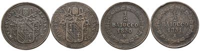 Stato Pontificio, Lotto di 2 monete da mezzo baiocco, Pio IX (1846-1870), 1850-1851