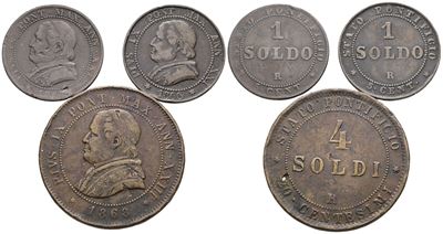 Pio IX, Lotto di 3 monete da 4 soldi e 1 soldo del periodo 1846-1870