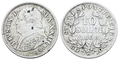 Pio IX, 10 soldi 1868 - Stati Pontifici