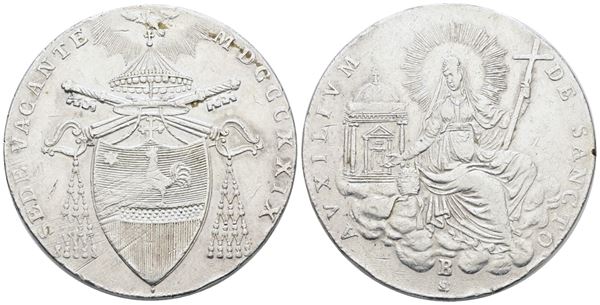 STATO PONTIFICIO. BOLOGNA. Sede Vacante (1829). Scudo 1829. Ag; 26,43gr; Gig.4; NC; BB, colpetti al bordo