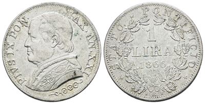 Pio IX, Lira 1866 anno XXI, Stato Pontificio
