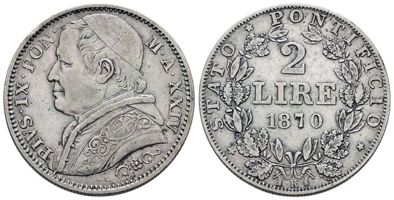 Pio IX, Moneta da 2 lire, Edizione 1870