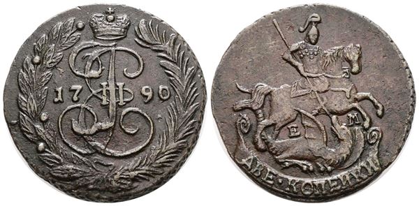 RUSSIA. Caterina II (1762-1796). 2 copechi 1790. Cu; C 58; 20,4gr; SPL, splendido esemplare