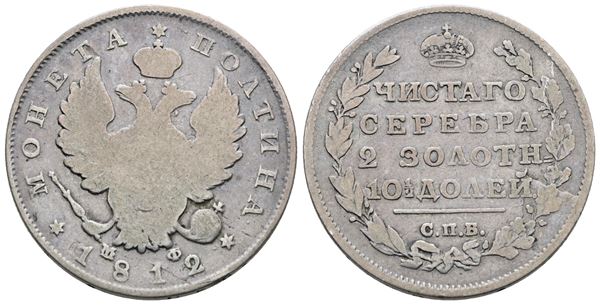 RUSSIA. SAN PIETROBURGO. Alessandro I (1802-1825). Rublo 1812. Ag; 20,43gr; C 130; MB+