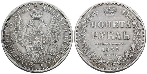 RUSSIA. SAN PIETROBURGO. Nicola I (1825-1855). Rublo 1853. Ag; 20,43gr; C 168; BB/SPL