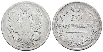 Nicola I, 20 copechi 1823, Ag, 4,14 gr, C 128